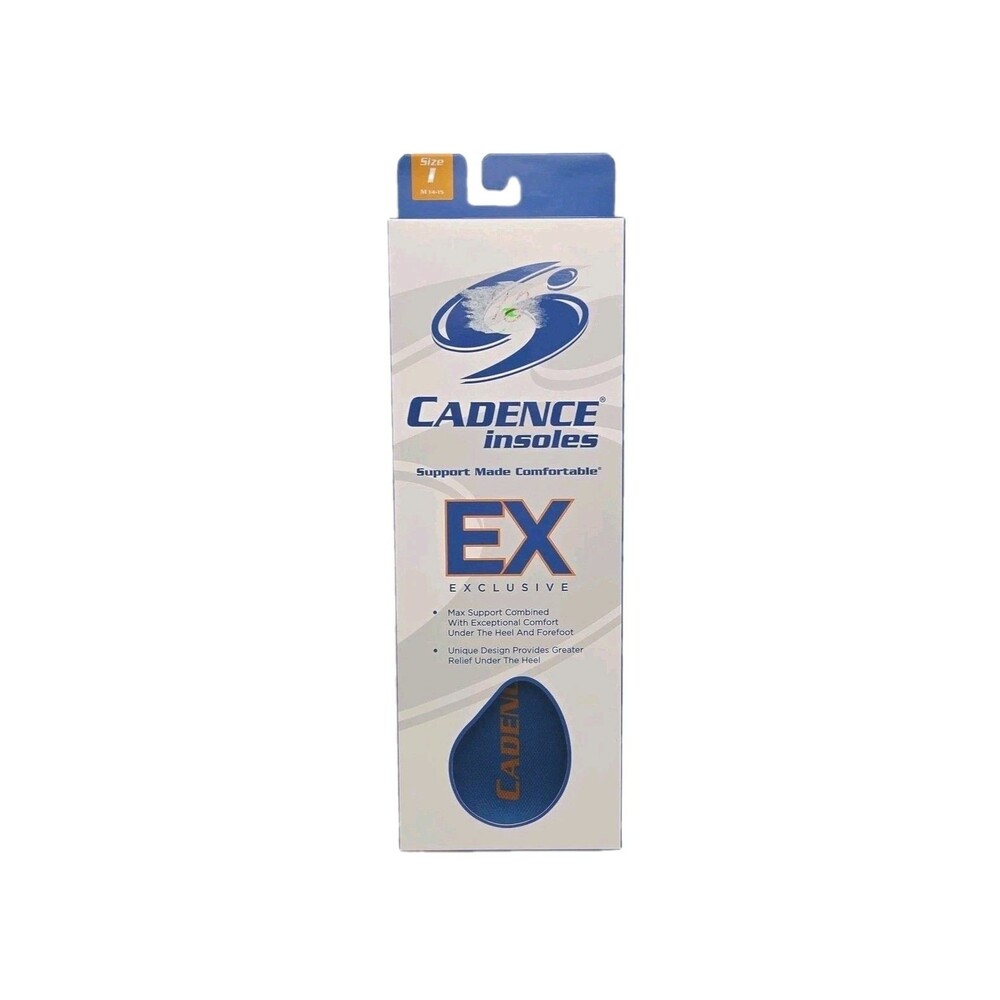 Cadence EX Exclusive Orthotic Shoe Insoles Size I Men 14-15 Max Support Comfort